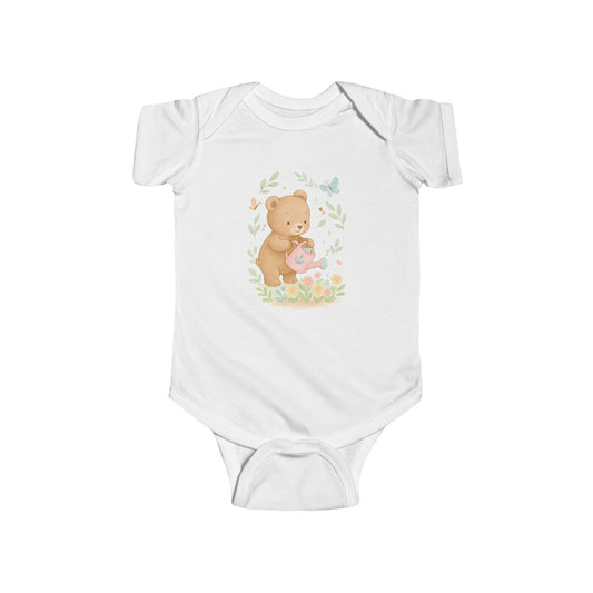 Bear Watering Flowers Infant Bodysuit